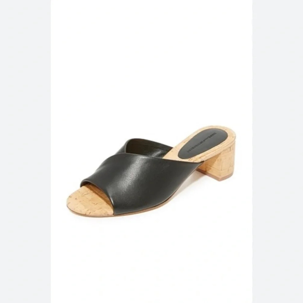 Diane von Furstenberg black leather cork sandals